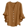 thumbnail image 3 of Dagugfen 3/4 Sleeve Tops for Teen Girl Button down Shirts Loose Fitted V Neck Lightweight Summer Casual Beach Tops 3-14 Years, 3 of 7