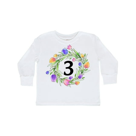 

Inktastic 3rd Birthday Tulip Flower Wreath Gift Toddler Boy or Toddler Girl Long Sleeve T-Shirt