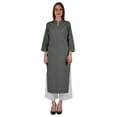 thumbnail image 5 of Bimba Mandarin Collar W/ Pintucked Neck CottonÂ&nbsp;KurtiÂ&nbsp;For Womenâ€™s Indian Ethnic Straight Solid Kurta, 5 of 7