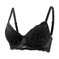 thumbnail image 2 of Inglocry Lace Nursing Bra, Wirefree Padded Nursing Bras for Breastfeeding, V Neck Maternity Bra for Pregnancy, Soft Lace Black 90C, 2 of 7