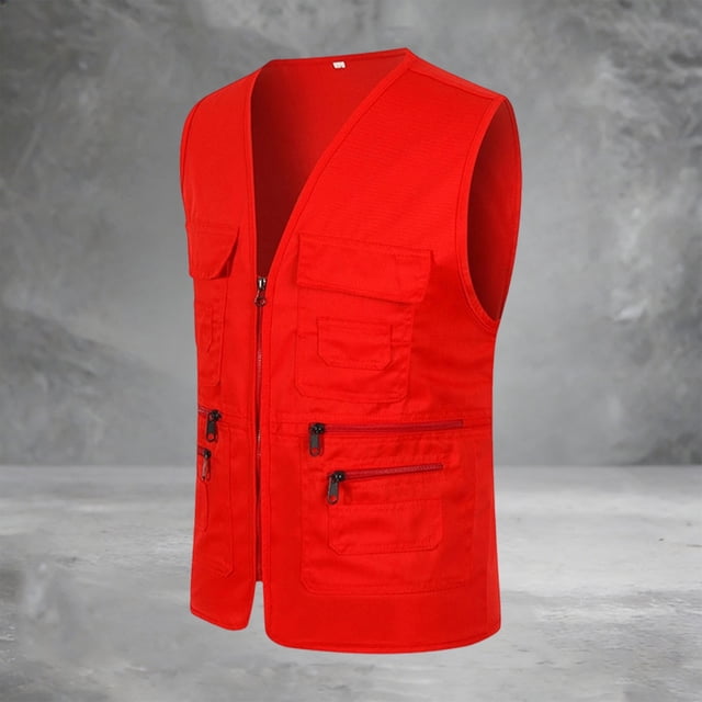 Unisex Pocket Work Vest for Everyday Wear Lightweight Construction Vest with Plain Design for Daily Casual Outings