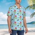 thumbnail image 3 of Yiaed Flamingos And Tropical Plants Print Hawaiian Shirt for Men Short Sleeve Button Down Shirts Beach Shirts for Men,X-Large, 3 of 7