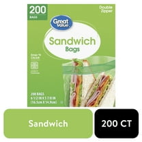 Great Value Double Zipper Sandwich Bags, 200 Count