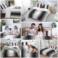 thumbnail image 5 of 3 Piece White Black Duvet Cover Set Queen Size,Microfiber Comforter/Quilt Cover with Corner Ties and 2 Pillowcases,Modern Gradient Vertical Stripes Geometric All Season Bedding with Zipper Closure, 5 of 8