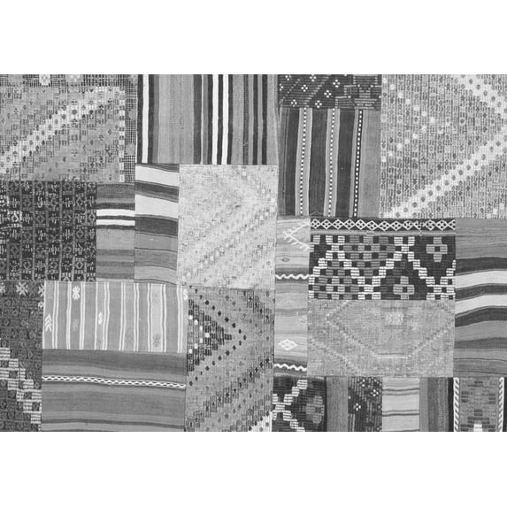 Ahgly Company Indoor Rectangle Patchwork Gray Transitional Area Rugs, 8' x 12'