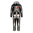thumbnail image 6 of Halloween Onesie Adult Bone Skeleton Hooded Long Sleeve Matching Pajamas for Couples Soft Plush Loose Fit One Piece Jumpsuits Loungewear Sleepwear Outfit for Halloween Party, 6 of 6