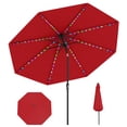 thumbnail image 1 of Gymax 10 FT Solar Patio Umbrella w/96 Multi-colored LED Lights & 9 Modes Vented Top Red, 1 of 10