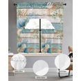thumbnail image 2 of Teal Brown Beach Coastal Swag Curtains for Living Room/Bedroom Windows, Summer Nautical Coral Shell Botanical Vintage Kitchen Curtains and Valances Set 36 Inch Length, Swags Valance Curtain Panels, 2 of 5