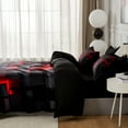 thumbnail image 4 of Flymme 3 Pieces Bedding Duvet Cover Set Queen Size Comforter Cover with Red Neon Light Pattern Modern Queen Duvet Cover Gift for Teen Men Bedroom Decor, 4 of 9