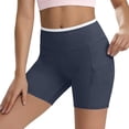 thumbnail image 5 of BUIGTTKLOP Biker Shorts Women with Pockets High Waisted Workout Belly Control Gym Running Yoga Shorts, 5 of 6