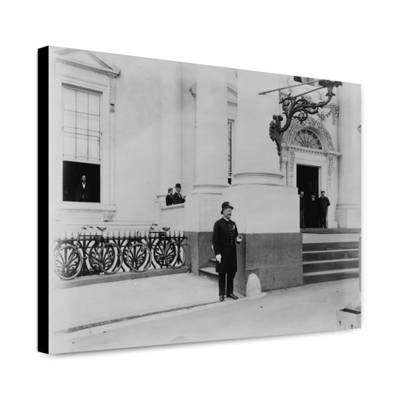 Canvas Print: Policeman Standing Guard At Entrance To White House, circa 1889