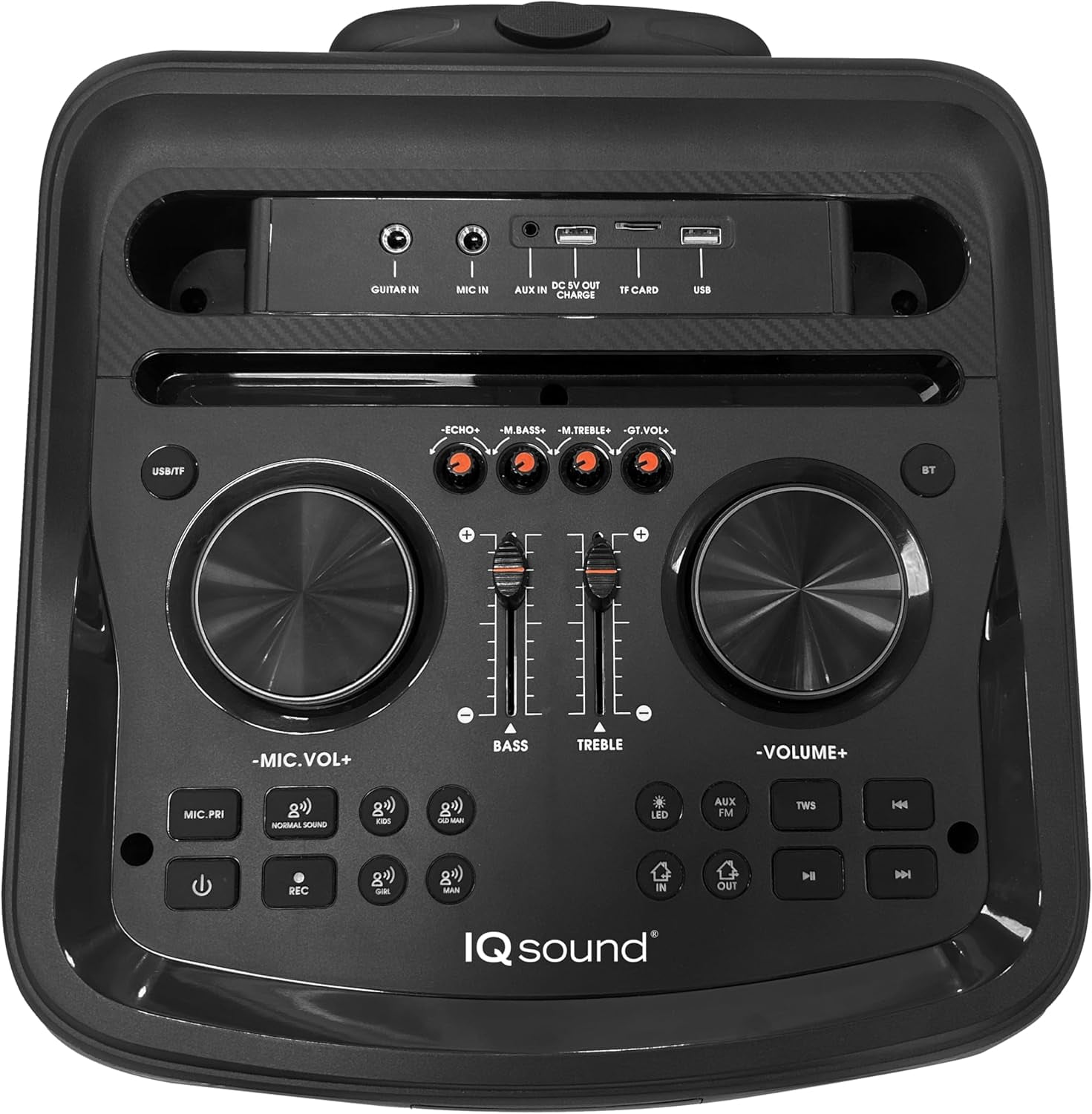 IQ Sound 12 Inch Rechargeable Bluetooth Party Speaker 100W LED Light Show FM Radio Mic Guitar USB AUX TWS IQ-7612DJBT