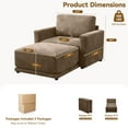 thumbnail image 2 of DOMICARE 44" Brown Accent Chair with Ottoman, Upholstered Single Sofa Lounge, Thick Chenille Cushions, Comfy Reading Chair for Living Room, 2 of 7