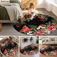 thumbnail image 5 of Round Rug 6Ft Washable Non-Slip, Cardinal Bird Circle Area Rugs for Living Room Bedroom, Winter Poinsettia Pine Cones Berry Black Indoor Floor Mats Carpet Runner for Home Decor Aesthetic, 5 of 8
