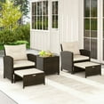 thumbnail image 3 of GVN Backyard Furniture Sets,Outdoor Furniture Sets,5 Pieces Patio Rattan Furniture with 2 Ottomans and Tempered Glass Coffee Table-Beige, 3 of 12