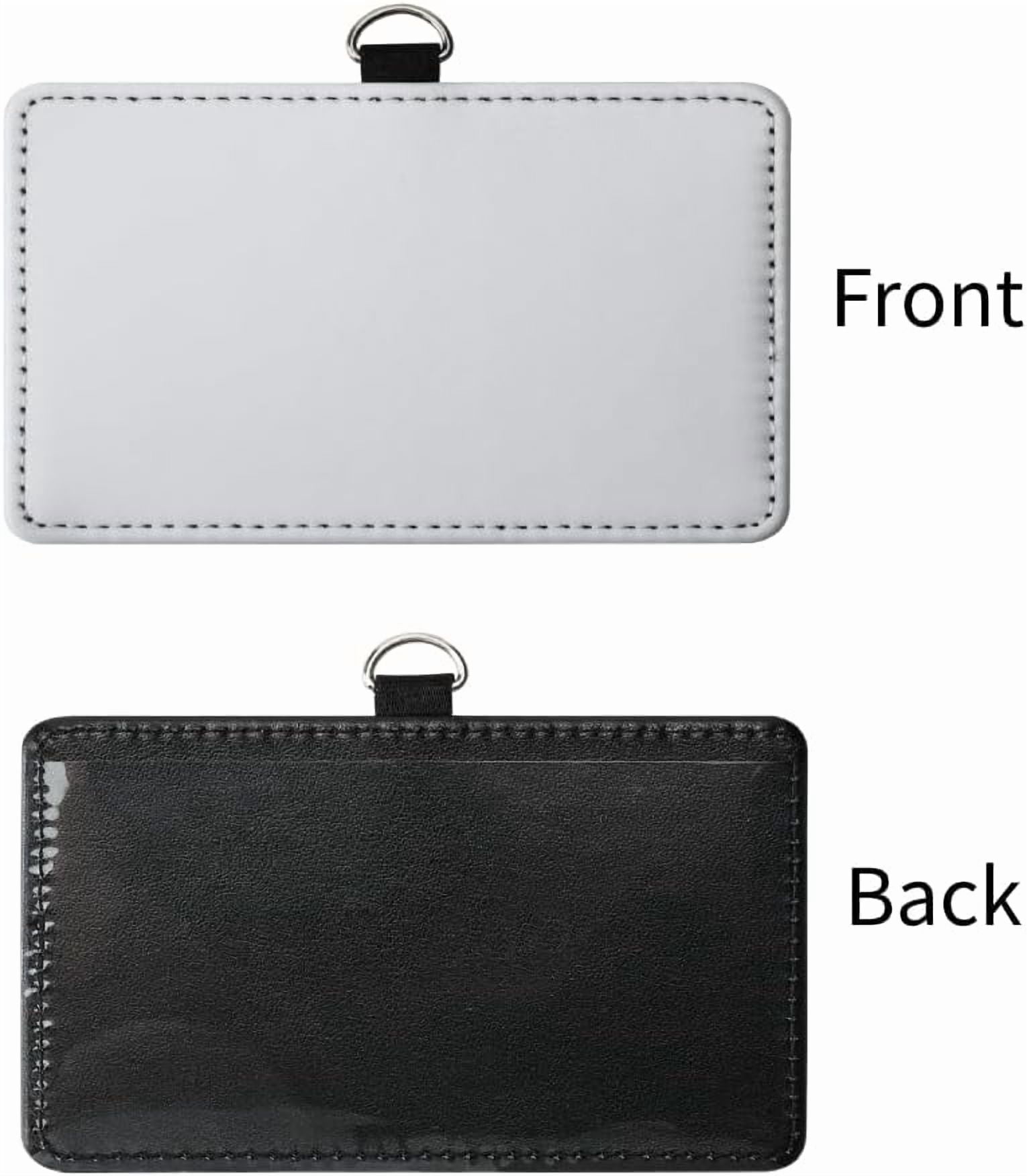 30 Pack Sublimation Blank PU Leather ID Badge Holder DIY Heat Transfer Print Horizontal ID Card Holders for Badges Waterproof Name Tag Holders for Coach Office Employees Students