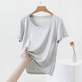 thumbnail image 4 of Women's Casual T-Shirt, Soft Stretch Cotton Blend Short Sleeve U-Neck Top for Everyday Comfort, Basic Solid Tee, 4 of 6