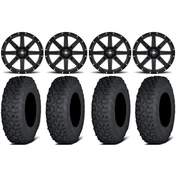 MSA Black Clutch 15" UTV Wheels 35" Coyote Tires Polaris RZR XP 1000 / PRO XP / Ranger XP 900/1000