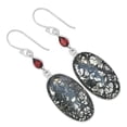 thumbnail image 1 of Pyrite In Basalt & Garnet 925 Sterling Silver Earring Jewelry ALLE-2215, 1 of 1