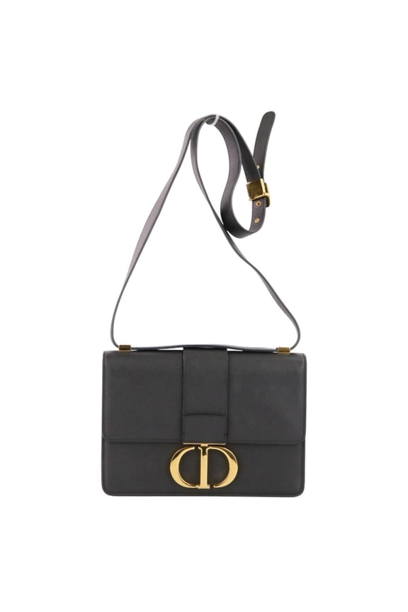 Pre-Owned Christian Dior 30 Montaigne Leather Bag 09-BO-1119 Black Women's