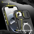 thumbnail image 2 of Decase for Apple iPhone 16e 2024, Hard Plastic Shell Phone Case, Compatible with Mag Safe Accessories, with Phone Ring Grip Holder Kickstand/Slide Camera Cover,Rugged Shockproof Cover,Black, 2 of 10