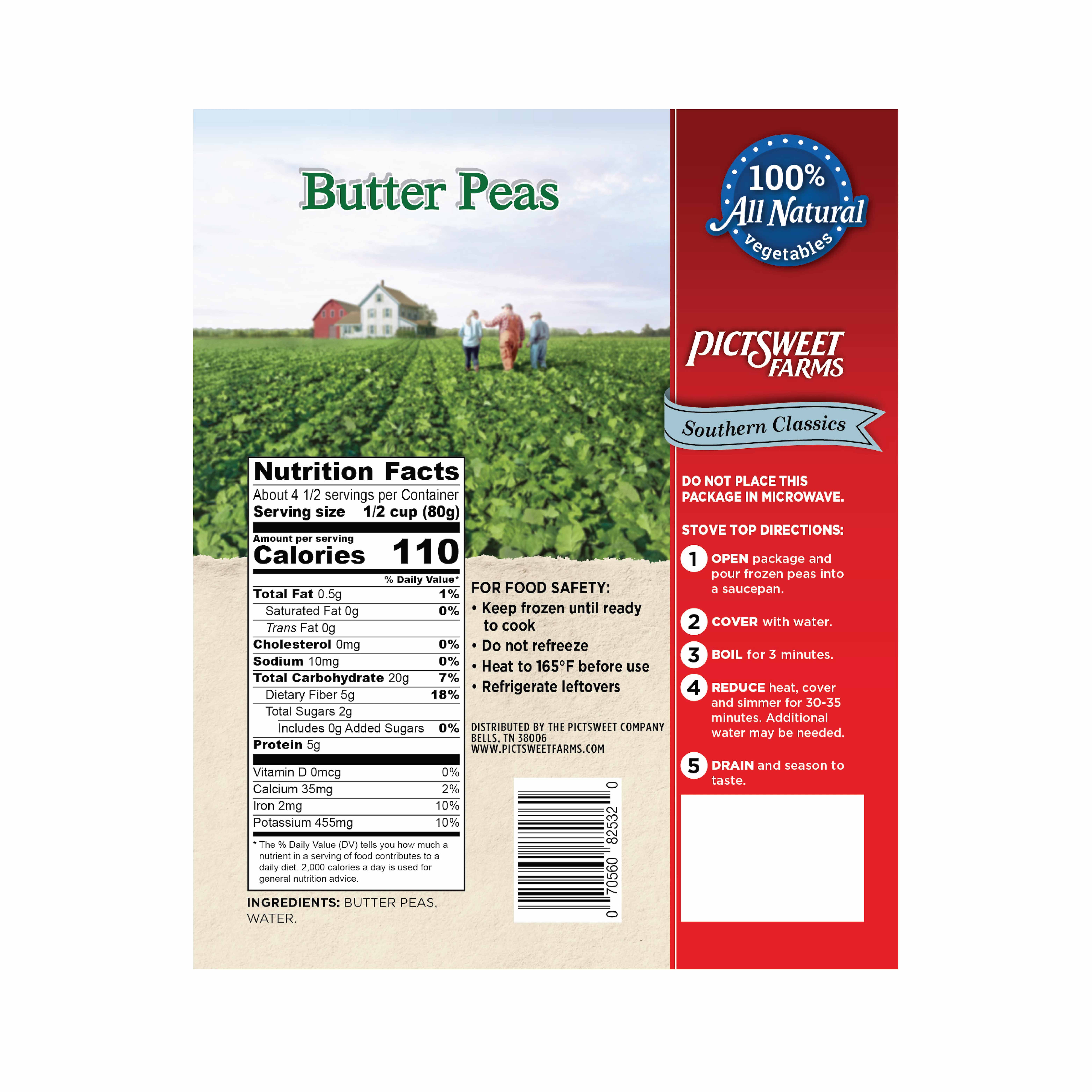 Pictsweet Farms Frozen Butter Peas, Southern Classics, 12 oz