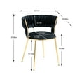 thumbnail image 2 of Velvet Dining Chairs Set of 2, Modern Woven Accent Chairs with Solid&PlyWood Frame, Metal Legs, 2pcs Luxury Tufted Armchair for Dining Room, Kitchen, Living Room, Black, 2 of 9
