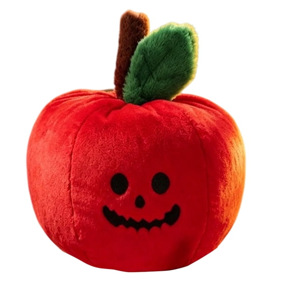 Halloween Apple Pumpkin Plush Toy, 11.02 in Cute Red Apple Shaped Jack-o'-Lantern Stuffed Doll, Soft Cuddly Plushie for Fall Home Decor, Party Display and Halloween Gift,C