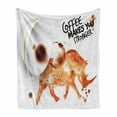 thumbnail image 1 of Coffee Art Soft Flannel Fleece Blanket, Wild Animal from Spilled Hot Beverage Stain Latte Cappuccino, Cozy Plush for Indoor and Outdoor Use, 70" x 90", Burnt Sienna White and Black, by Ambesonne, 1 of 6