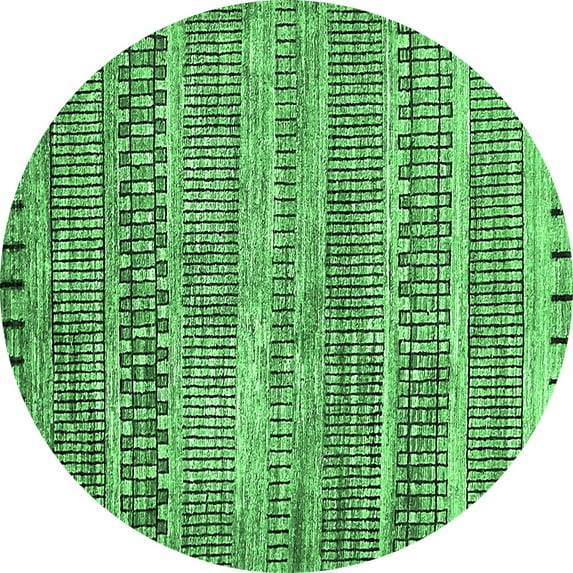 Ahgly Company Indoor Round Abstract Emerald Green Modern Area Rugs, 7' Round