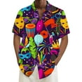 thumbnail image 2 of Bainana Men's Carnival Casual Shirts 3D Print Short Sleeve Lapel Collar Tops Comfortable Soft Men Mardi Gras Button Down T-Shirt Pink Size Xxxl, 2 of 5