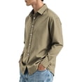 thumbnail image 5 of GrmtClth Mens Dress Shirts Solid Tone Long Sleeve Wrinkle Free Collared Button Down Regular Fit Comfort Business Casual Tops Khaki 3XL, 5 of 7