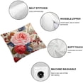 thumbnail image 4 of Heduofu  Red Plant Floral Throw Pillow Covers,Pink Flowers Autumn Flowers Decorative Pillow Covers Digital Printing Blended Fabric for Couch Sofa Bed Invisible White, 4 of 6