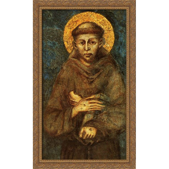 Saint Francis of Assisi (detail) 24x40 Large Gold Ornate Wood Framed Canvas Art by Cimabue