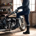 thumbnail image 4 of Milwaukee Leather Women's Black 14-inch Lace-Up High-Rise Leather Biker Rider Boots with Calf Buckle MBL9355 5.5, 4 of 10