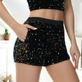 thumbnail image 3 of Women's High-Waisted Sequin Shorts with Elastic Waistband and Side Pockets - Large, Multicolor, 3 of 5