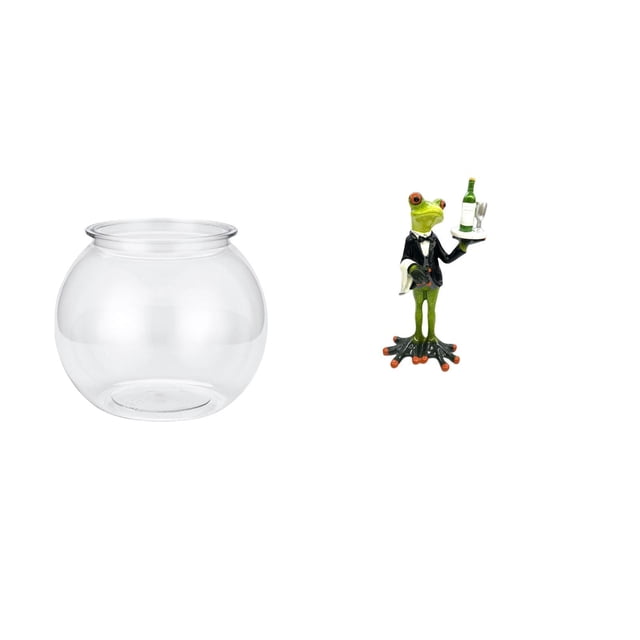 Acuario de escritorio,Pecera pequeña transparente,pecera,jarrón,mesa,Tanque de peces Contenedor de acuario transparente Hogar,Figura de escritorio,Estatua de rana