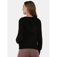 thumbnail image 2 of No Boundaries Cable Zip-up Hooded Cardigan, Midweight, Women's and Women’s Plus Sizes XXS - 2XL, 2 of 4