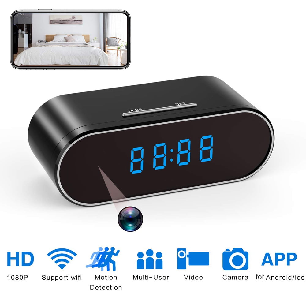 Camera Clock 1080P Full HD WiFi Cam with Night Vision 120° View Motion Detection Remote Live View on Phone, for Home Security & Indoor Monitoring