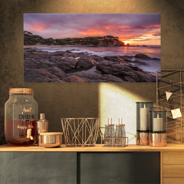 Gloomy Seashore with Large Rocks - Seascape Canvas Art Print