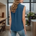 thumbnail image 5 of Womens Sleeveless Shirts Spring Lapel Collared Solid Color Button Down Work Blouses Casual Collared Loose Fit Tops, 5 of 8