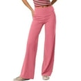 thumbnail image 2 of Women's Wide Leg Pants - Ultra Soft Casual Fashion Solid Color Long Pants with Pockets Pink L, 2 of 7