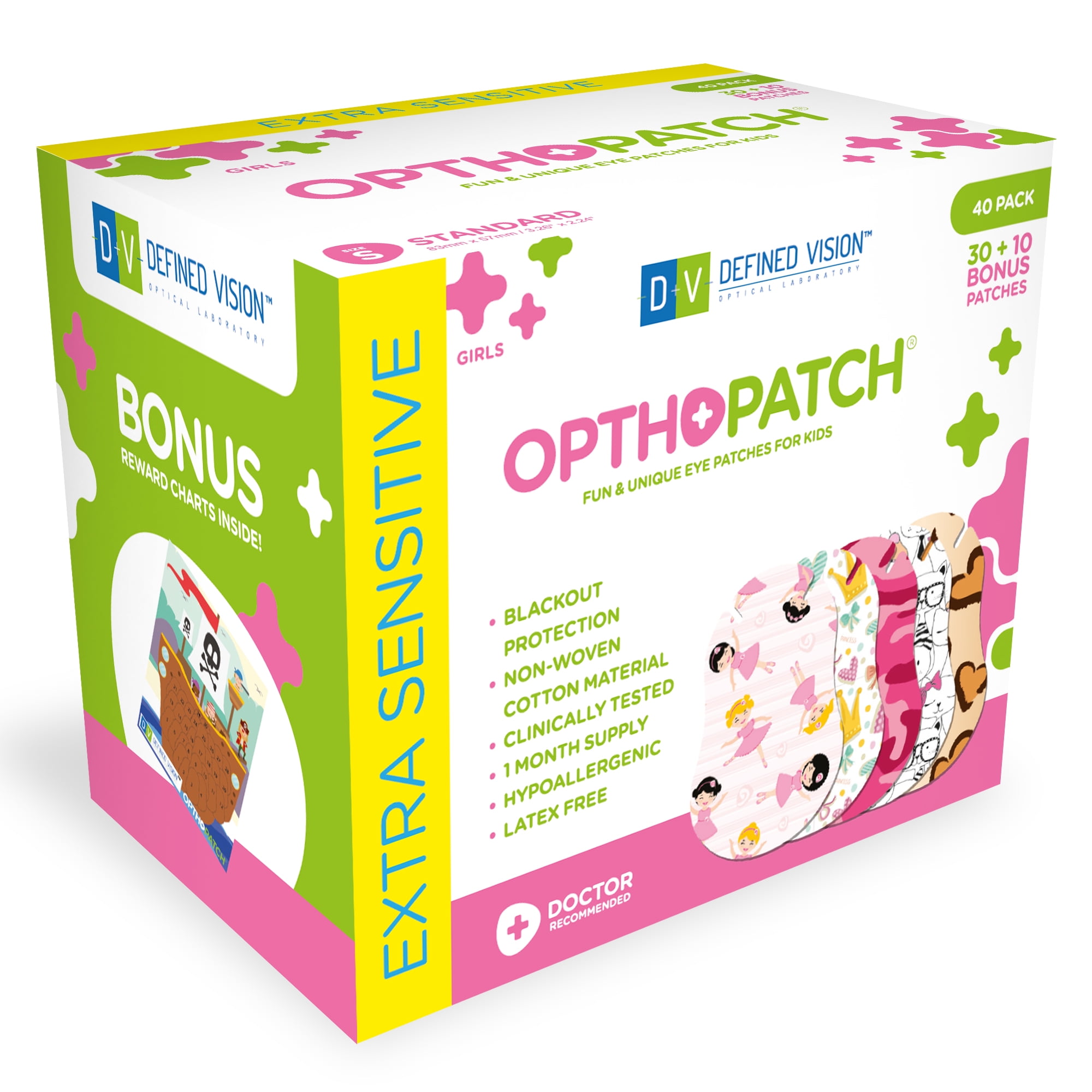 Childrens Extra Sensitive Adhesive Eye Patch Girls 40 Pack Series I