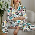 thumbnail image 4 of Goofa Dinosaur Printed Women’s 2 Piece Pajama Set Super,Pajamas Women's Long Sleeve Sleepwear Soft Button Down Loungewear Pjs Lounge Set Nightwear-Small, 4 of 9