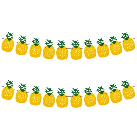 HONITANO Hawaii Theme Decorations 2Sets Pineapple Banner Strings for Beach and Garden Parties