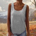 thumbnail image 2 of Sparkly Sleeveless Tank Camisole Loose Round Neck Party Tops Color: Grey Size: S, 2 of 7