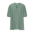 thumbnail image 5 of Yuzhih Womens Plus Siz Tops Short Sleeve V Neck Shirts Lightweight Flowy Loose Blouse Tees Hollow out Top, 5 of 7