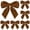 Brown, variant on 2pc Green Velvet Bows for Christmas Table Settings, Mini Holiday Napkin Accents for Place Cards, Dinnerware, Party Favors and Seasonal Entertaining, 1.38 x 1.38 in