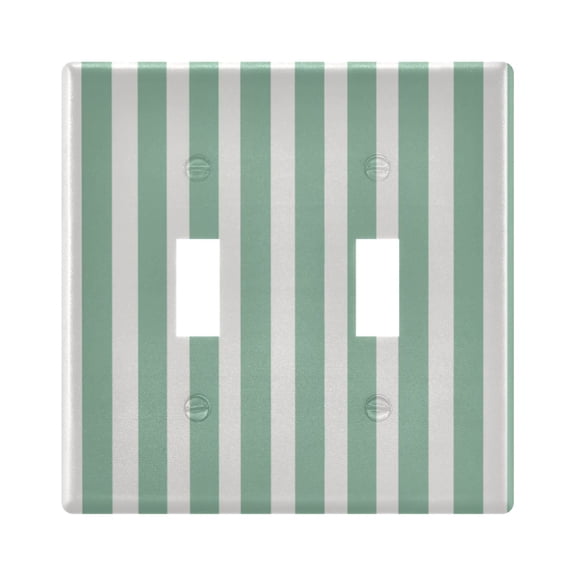 Mint Green Narrow Stripes Light Switch Cover Electrical Outlet Cover Replaceable Wall Plates 2-Gang