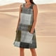 thumbnail image 1 of WILLBEST Vestido De Lino Para Mujer, Vestido Playero Informal Hasta La Rodilla, Sin Mangas, Estampado De Verano, Con Bolsillos, 1 of 3
